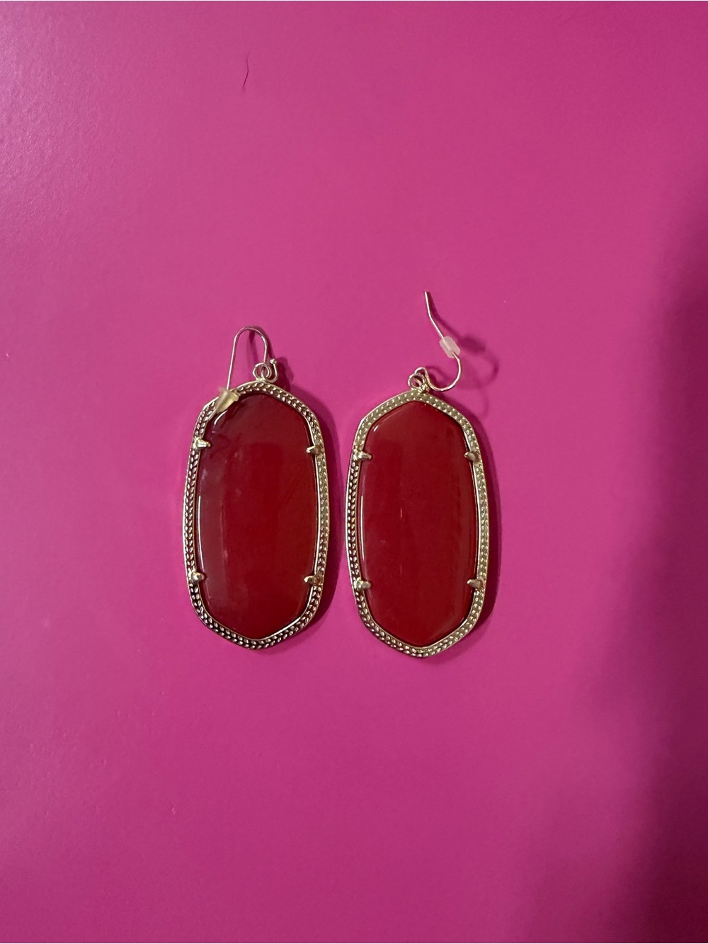Kendra Scott Red Resin Gold-Trim Danielle Drop Earrings